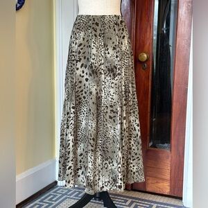 Emanuel Ungaro | Silk Blend Leopard Print Midi/Maxi Skirt, Vintage Luxury, Sz 12